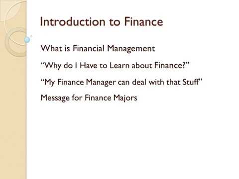 Introduction to Finance