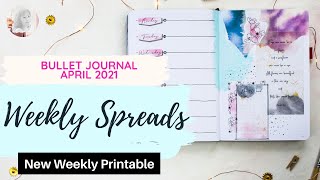 4 Weekly Log Bullet Journal Ideas | Bujo Setup 2021 | Easy April Theme | Free Printable