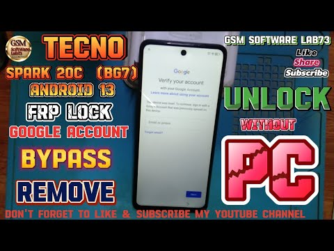 Tecno Spark 20c FRP Bypass|Without Pc 2024|Tecno (BG7) Google Account Bypass Android 13