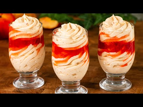 🍑Creamy peach mousse dessert in 5 minutes!🍑 Everyone is looking for this recipe! Peach cream!