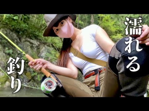 [Fly fishing] What kind of hair can catch fish? Drenched Fishing Girl 🎣Subtitles