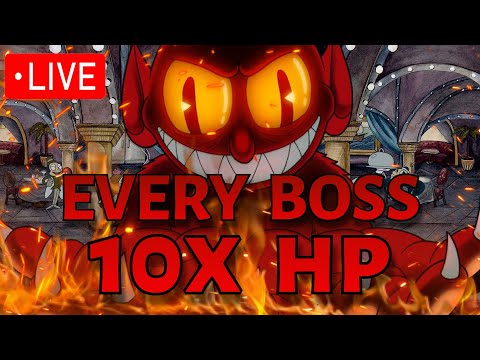 *LIVE* Beating Cuphead EXPERT mode but every boss has 10X HP || The Chickeninja Mod (Stream 1)