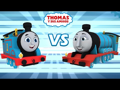 Thomas el tren y sus amigos en español - Thomas, Gordon, Percy, James. Todas los trenes en carrera.