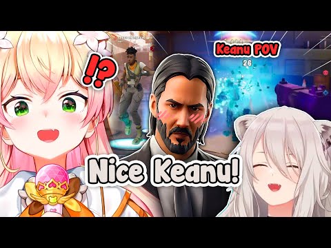 Nene and Botan Meeting JOHN WICK in Fortnite【 Hololive / Eng Sub 】