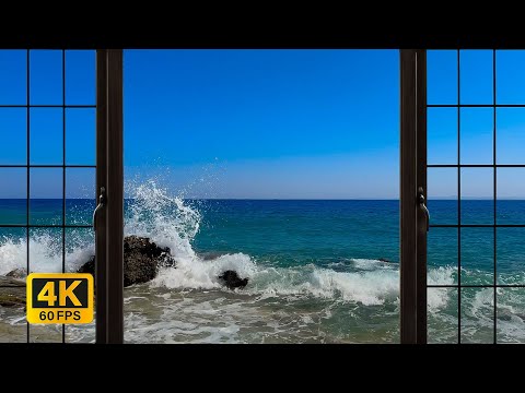 4K Greece sea window view - Relaxing, Calming, Ambience