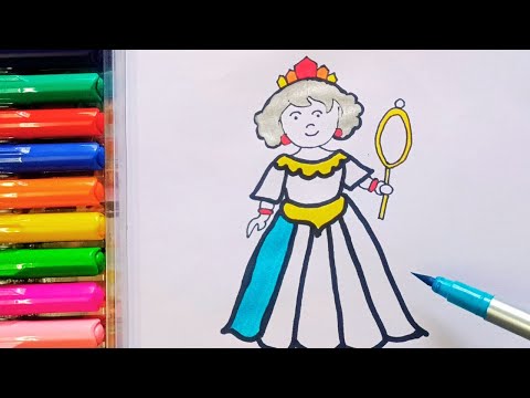 Drawing and Painting  Princess with Mirror for Kids & Toddlers | Simple Drawing, Coloring #drawing