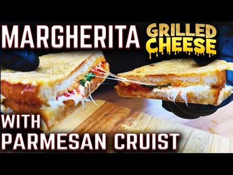 NEW FAVORITE GRILLED CHEESE! MARGHERITA GRILLED CHEESE MADE ON GRIDDLE! PARMESAN CRUST