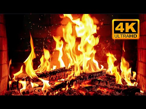 🔥 Cozy Fireplace 4K (12 HOURS). Fireplace with Crackling Fire Sounds. Fireplace Ambience