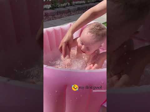 Baby's First Swimming Pool Adventure! #shorts #baby #funny