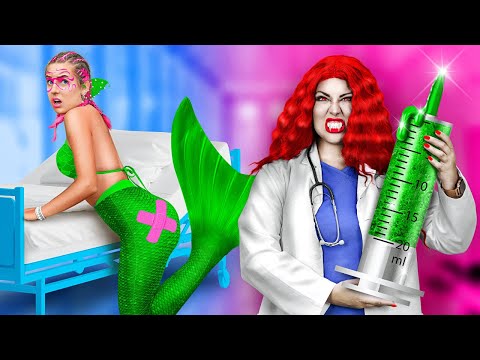 Mermaid in a VAMPIRE Hospital! *SCARY* Cool and Crazy Hacks by La La Life Emoji