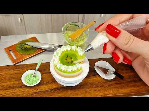 AMAZING, Mini Kiwi jelly cake, real mini baking / mini cooking / ASMR