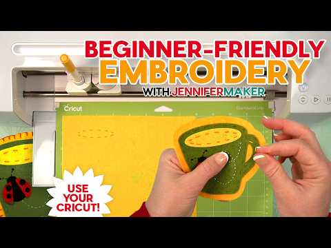 Embroider Felt Coasters With Cricut! Easy Beginner Embroidery Tutorial!