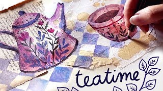 Painting with tea (mixed media)