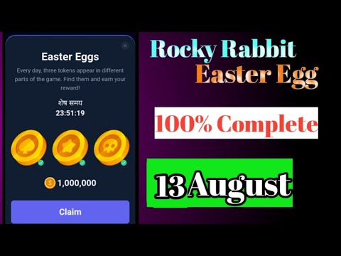 13 August Rocky Rabbit Easter Egg | 1m coin combo| Rocky rabbit Easter egg today | Easter egg |