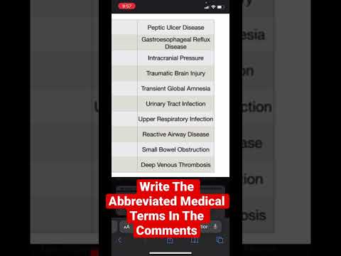 Abbreviated Medical Terminology Quiz -