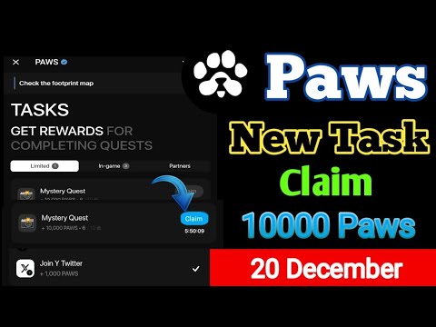 Paws New Task Claim | Paws 10000  Token Claim