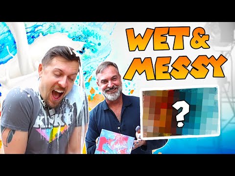 TRYING ACRYLIC POURS - While Getting Wet and Messy!