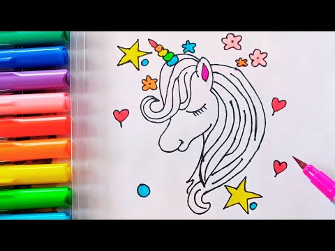 Drawing and Painting  Mother Unicorn  for Kids & Toddlers | Simple Drawing, Coloring #drawing