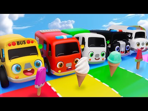 Five Little Cars | Eating Ice Cream Song | Sing-Along | Nursery Rhymes & Kids Songs - Baby Car TV