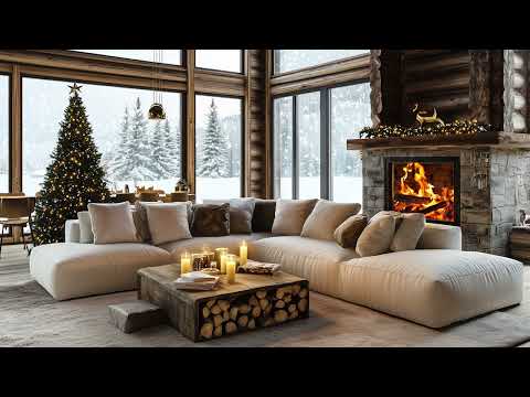 Relaxing Christmas Ambience ❄ Snowfall and Fireplace Sounds for a Peaceful Winter Morning