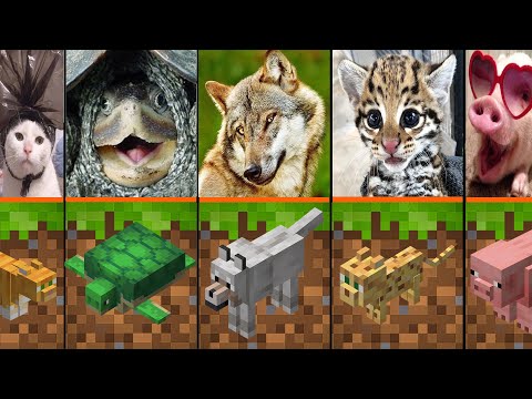 比較：実生活でのMinecraftの動物と赤ちゃんの動物