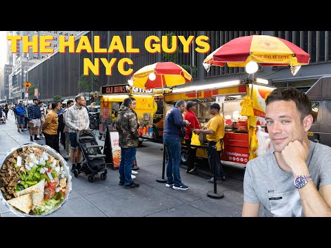 Eating at The Halal Guys. The Most Famous Halal Street Cart in NYC