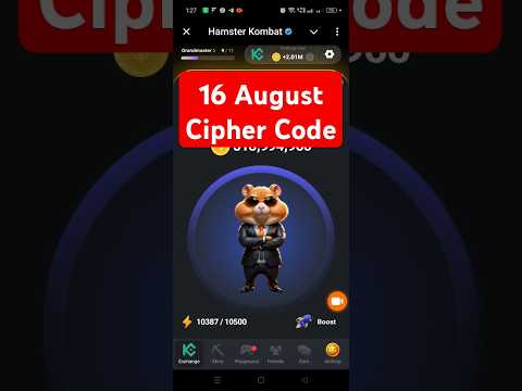 Hamster Kombat Cipher Code 16 August #hamsterkombat #ciphercodes