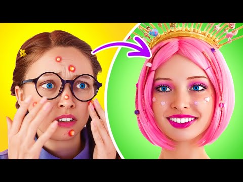 From Ugly Nerd to Loolilaly 🍭🩷 Amazing Nerd Transformation ✨ Extreme Makeover Hacks 💄