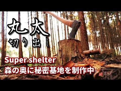 Super shelter 森の奥に秘密基地を制作中【丸太の切り出し】