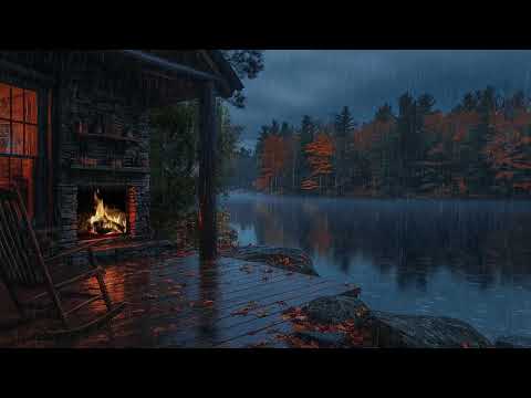 Rain On The Lakeside Porch - Heavy Rain and Fireplace Sounds for Ultimate Relaxation, Deep Sleep