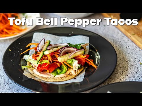 High Protein Tofu Bell Pepper Tacos -  Vegan Taco Recipe - Healthy Meal Idea - Tofu Tacos #cooking