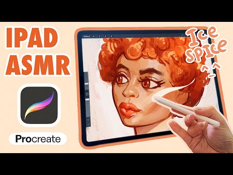 ✍🏻 ASMR Portrait Painting in Procreate iPad Pro + Paperlike Screen Protection ( Ice Spice 0_0 ? )