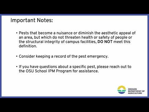 ODA School IPM Module: Pest Emergency