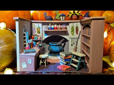 Miniature house made of paper - Canon Creative park Witch's room - DIY Halloween dollhouse