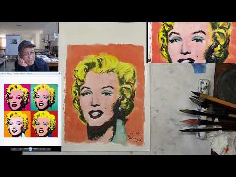 A  Master Study of Andy Warhol's Marilyn Monroe on rice paper by Henry Li with Robert Sherrill