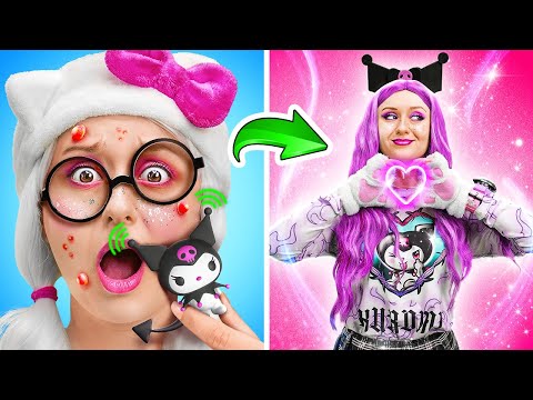 🎀 From Nerd Hello Kitty to Kuromi! 😈 Epic Kawaii Transformation!