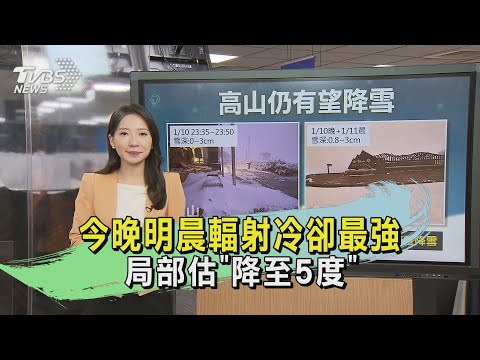 今晚明晨輻射冷卻最強 局部估「降至5度」｜氣象主播 張蕙纖｜午間氣象｜TVBS新聞20250112 @TVBSNEWS01