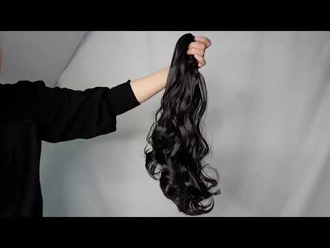 Budabuda 20Inch Long Curly Wavy Ponytail Synthetic Hair Extensions Fake Pony Tail Hair For White Wo