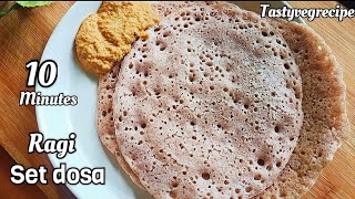 10 minute ragi set dosa recipe | Sponge dosa | Healthy, instant, no fermentation breakfast indian