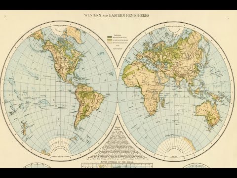 World Map - Dual Hemisphere Display with Elevations (1895)