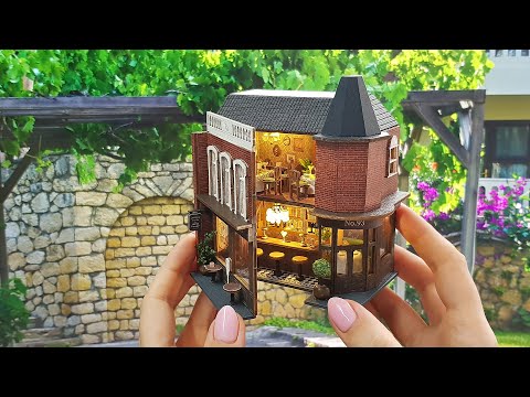 Corner restaurant ASMR mini house series DIY miniature dollhouse kit