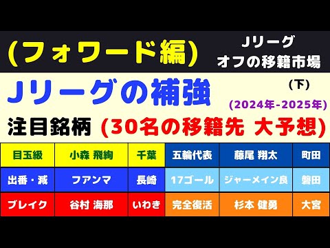 ⑱ 【Jリーグ補強：フォワード編】今オフの注目銘柄(30名)を挙げてみた。(下)