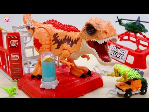 A huge sound & lighted T-REX fun set with a cage as a case! ZURU ROBO ALIVE DINO ESCAPE