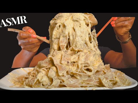 ASMR ALFREDO CREAMY CHEESY PASTA & PICKLES MUKBANG (NO Talking) |Slurpy Sticky Eating Sounds