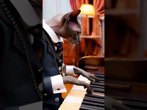 The cat plays the piano!!! #cat #piano #ai #funny