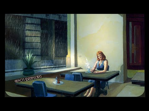 Oldies music playing in a coffee shop and it's raining (rain on window, no thunders 10 HOURS ASMR v4