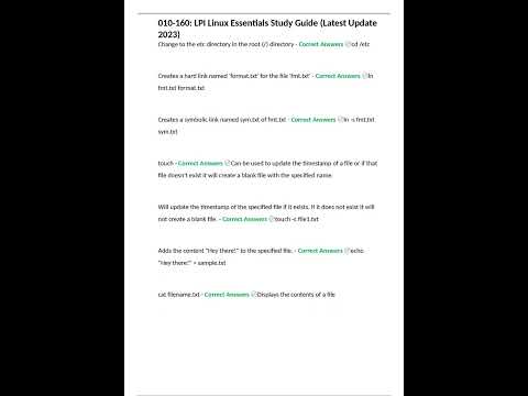 010 160; LPI Linux Essentials Study Guide Latest Update 2025