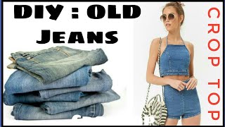 DIY: REUSE OLD JEANS| Old JEANS turn into CROP TOP  #Decentfashion