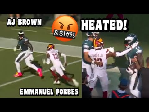 AJ Brown Vs Emmanuel Forbes GOT HEATED! 😳 (WR Vs CB) Eagles Vs Commanders 2023 highlights