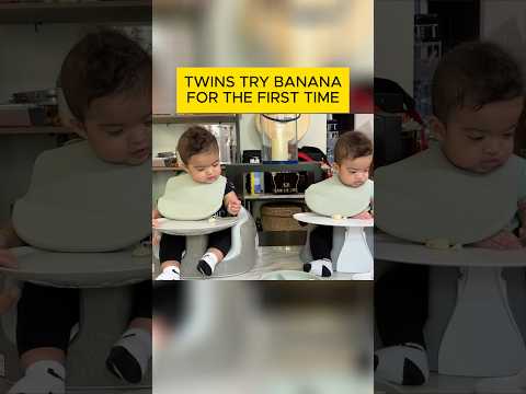 Twins try banana for the first time #cutebaby #funny #twins